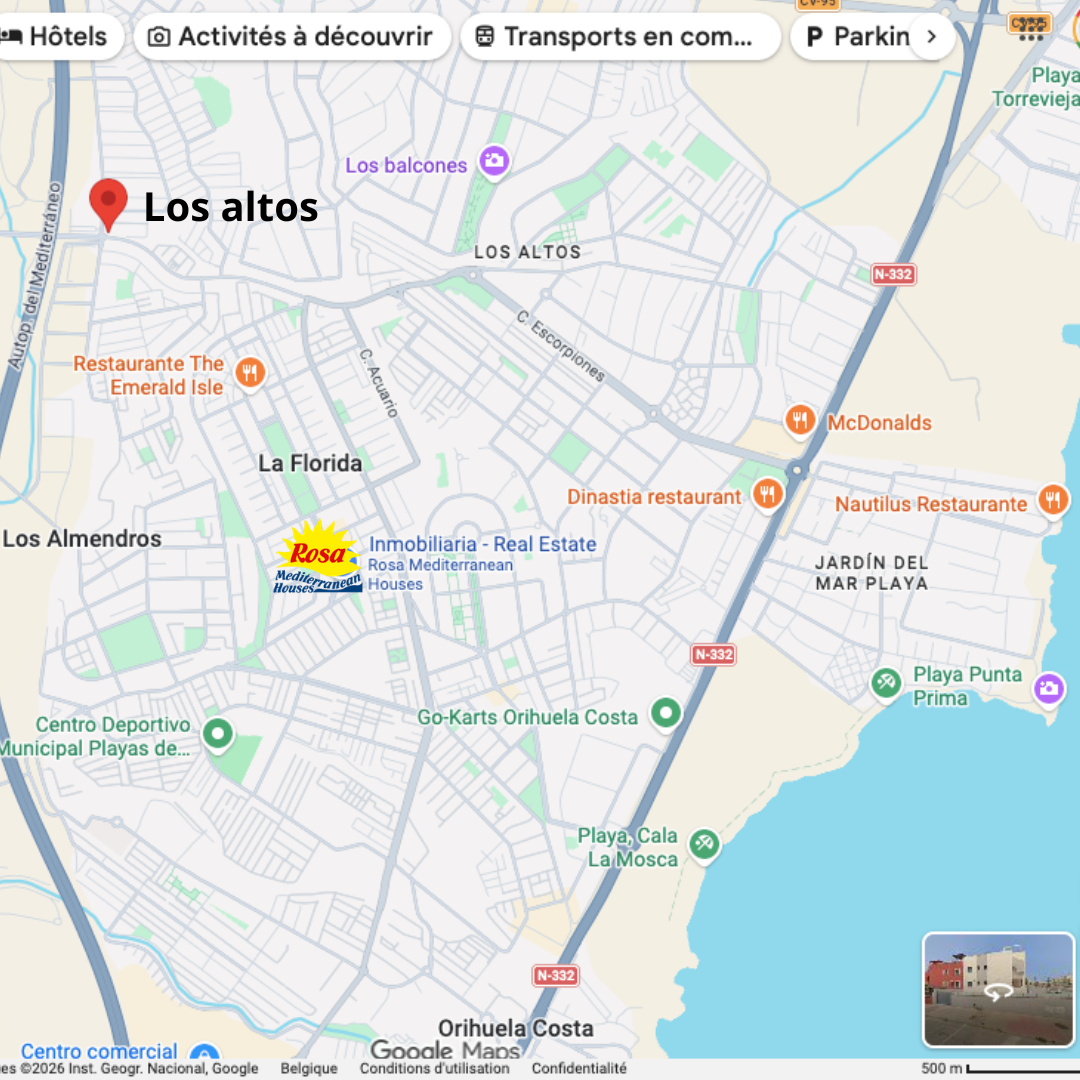 Карта з розташуванням Los Altos в Orihuela Costa на Коста-Бланка