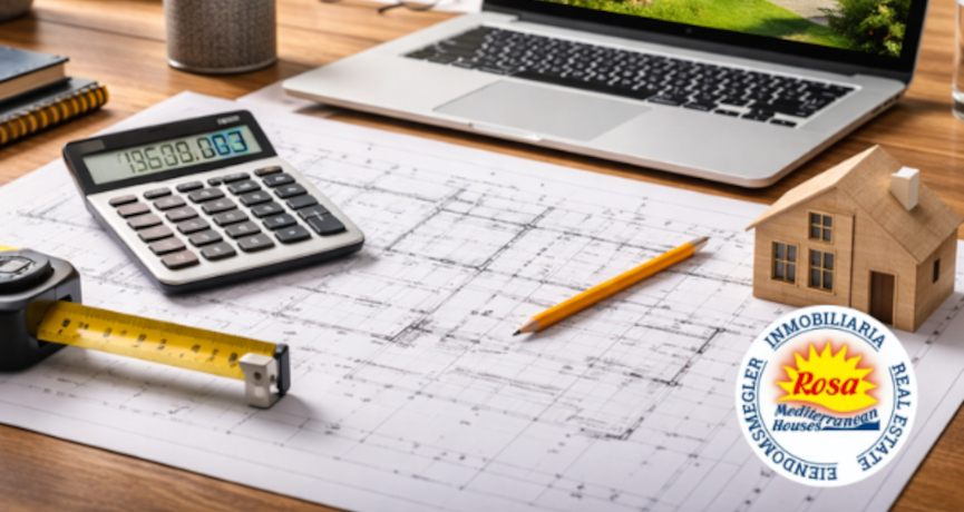 Escritorio con planos inmobiliarios