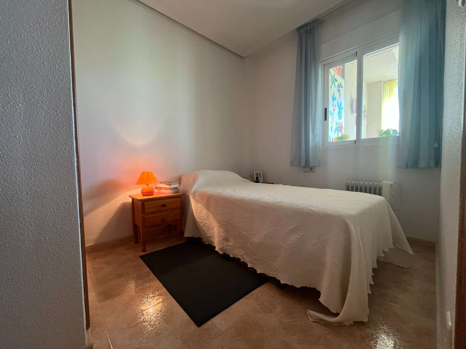 Solrig lejlighed på øverste etage med havudsigt og privat solarium i La Ciñuelica, Punta Prima
