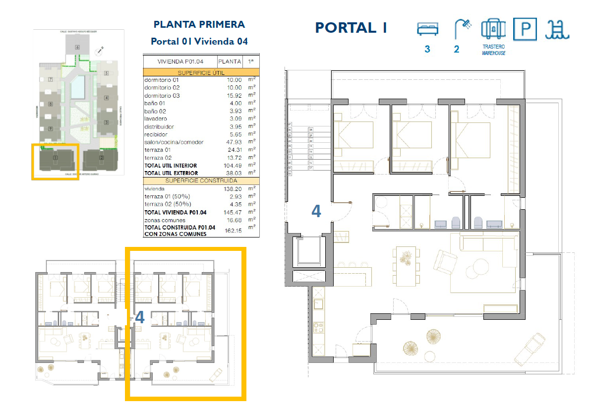 Роскошные апартаменты с 3 спальнями и 2 ванными комнатами в Сан-Педро-дель-Пинатар